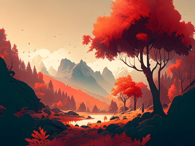 autumn landscape illustration