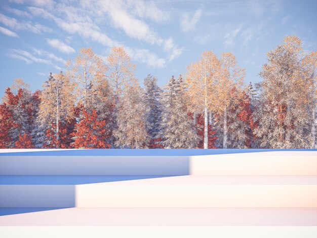 Photo autumn landscape scene with stairs.