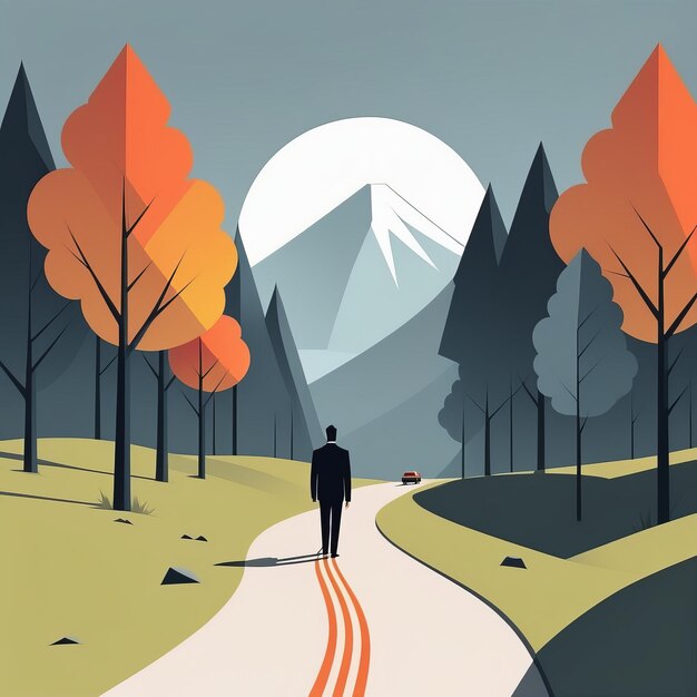 autumn landscape vector illustration autumn landscape vector illustration man in the mountain