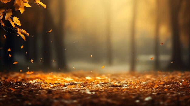 Autumn landscape with blurred background and copy space