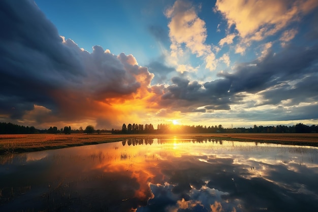 An autumn landscape with a lake