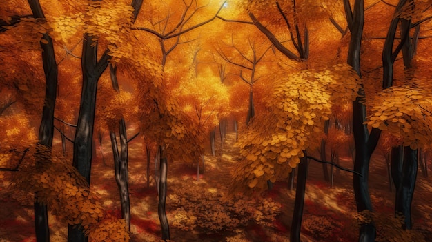 Autumn landscape with orange and brown colors Generative AI