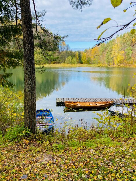 autumn landscape with a river and a lake