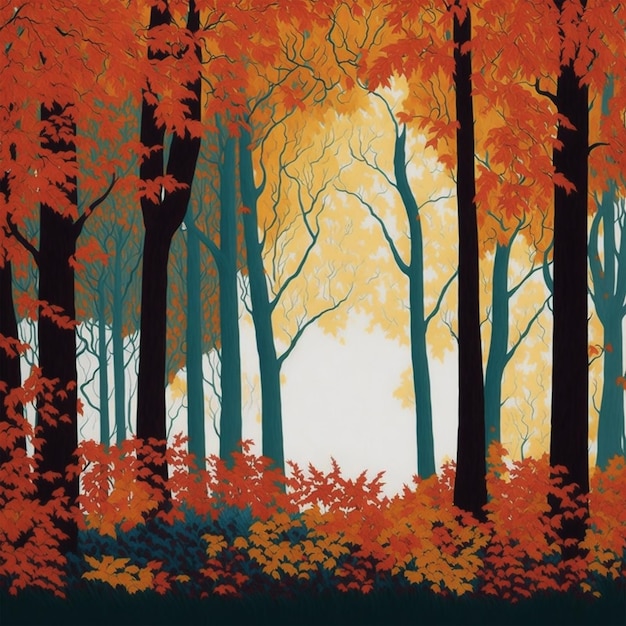 Autumn landscape with trees