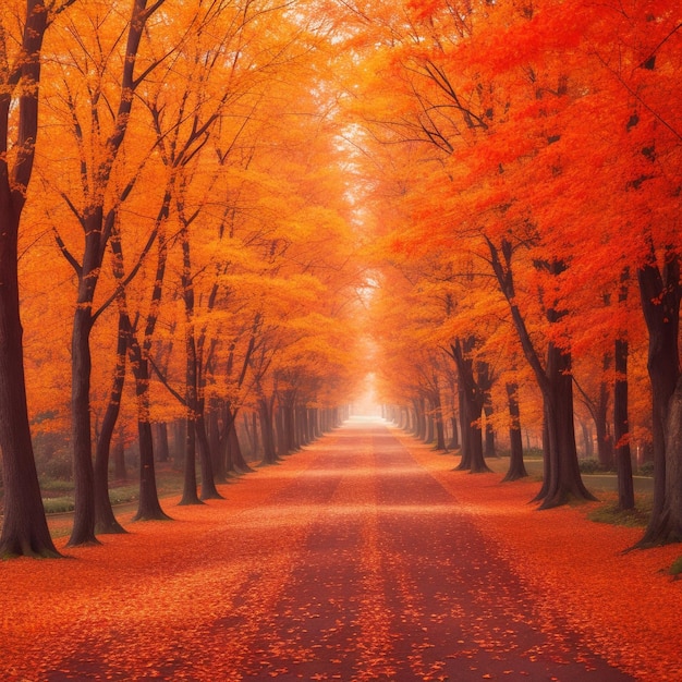 Autumn Lane yellow and orange colours trees HD wallpaper