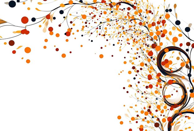 autumn leaf branches vector in the style of confettilike dots