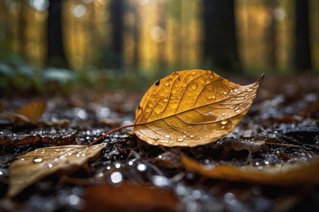 Autumn Leaf on Forest Floor