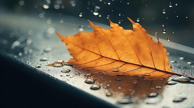 Autumn Leaf on a Rainy Day