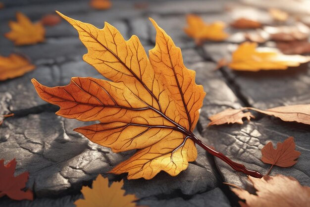 Photo autumn leaf tree super detail macro photography close up hyper detailed