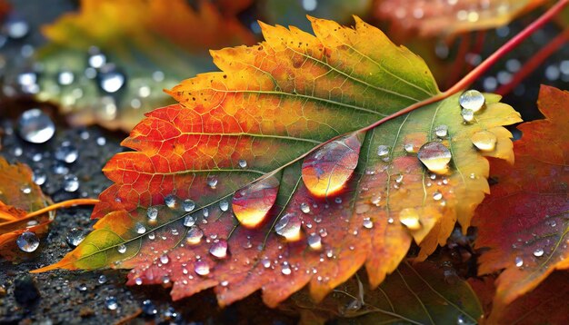 Autumn Leaf with Morning Dew