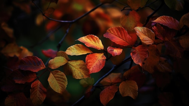 Autumn leafs in orange and yellow colors