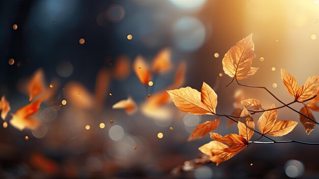 Autumn leaves are flying background