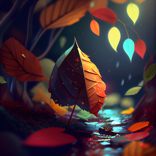 紅葉背景 3 d イラスト秋シーズン コンセプト