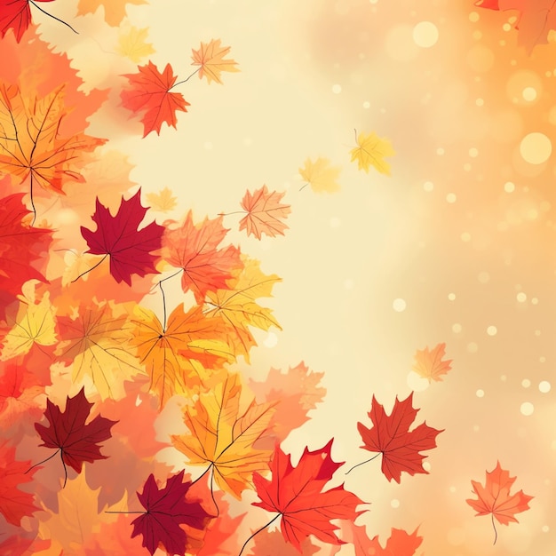 Autumn leaves on a background of a bokeh of light generative ai