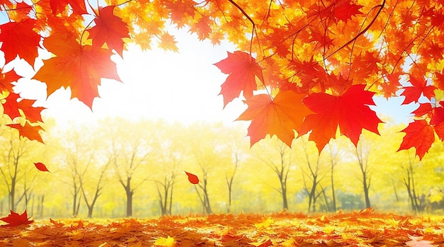 Осенние листья фон в солнечный день