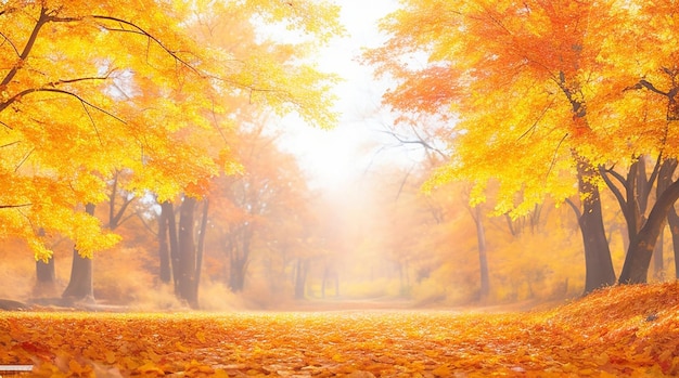 Autumn leaves background in sunny day