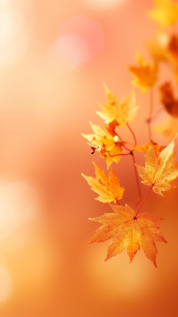 Autumn leaves bokeh background Illustration AI Generative