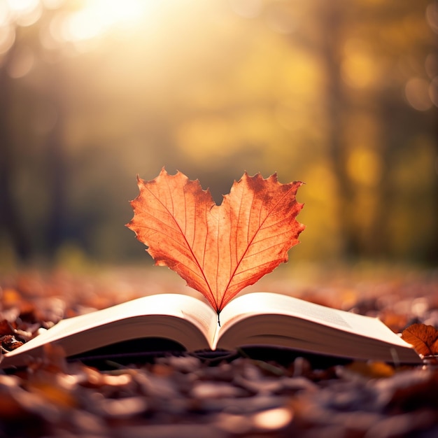 Autumn leaves and a book
