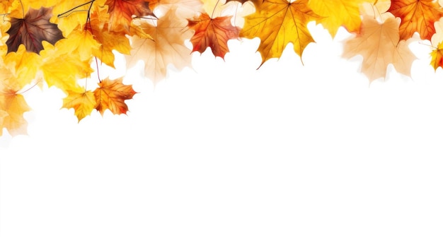 Autumn leaves border isolated Illustration AI Generative