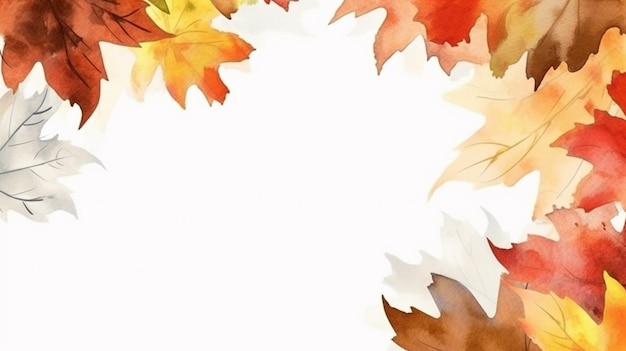 Autumn leaves border on a white background