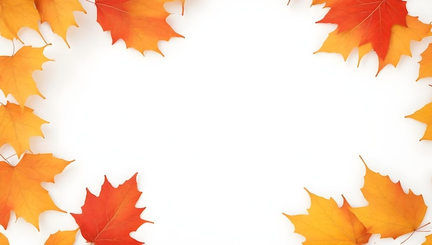 Autumn leaves border with an empty white space