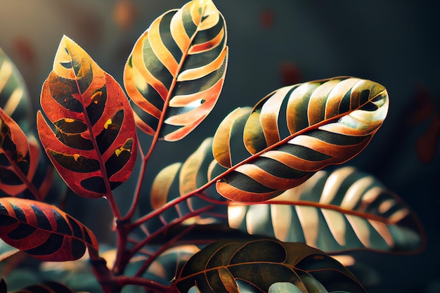 秋の葉が色とりどりの森の木々に流れ落ちる ジェネレーティブ AI