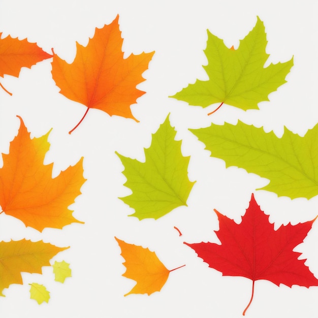 autumn leaves clipart isolated on white background