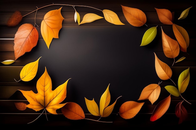 Осенние листья на темном фоне