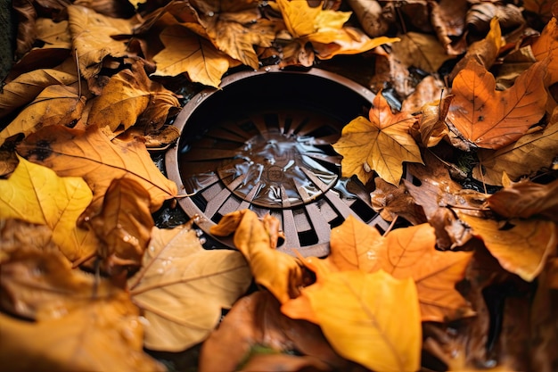 Autumn leaves in the drain