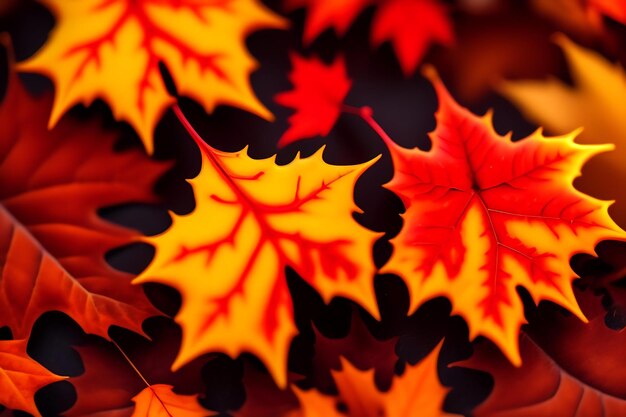 Photo autumn leaves fall colors seasonal fallen leaves maple branch closeup