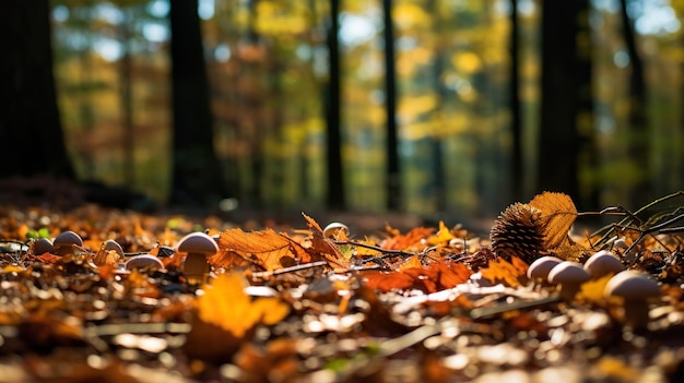 Осенние листья в лесу