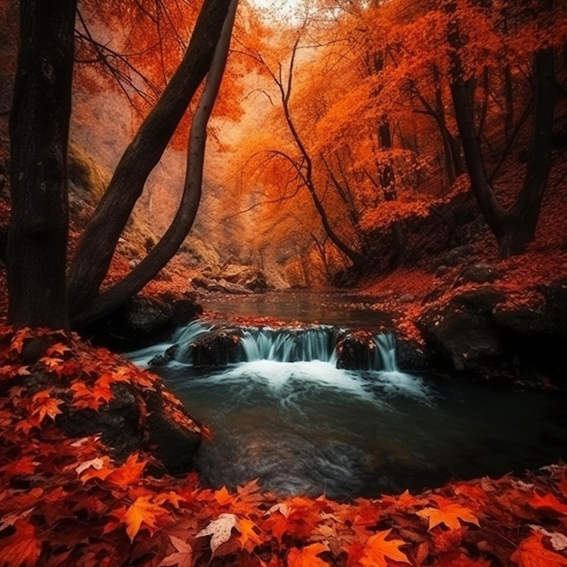 Photo autumn leaves in the forest wallpaper