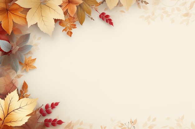 Foto autumn leaves frame on beige background