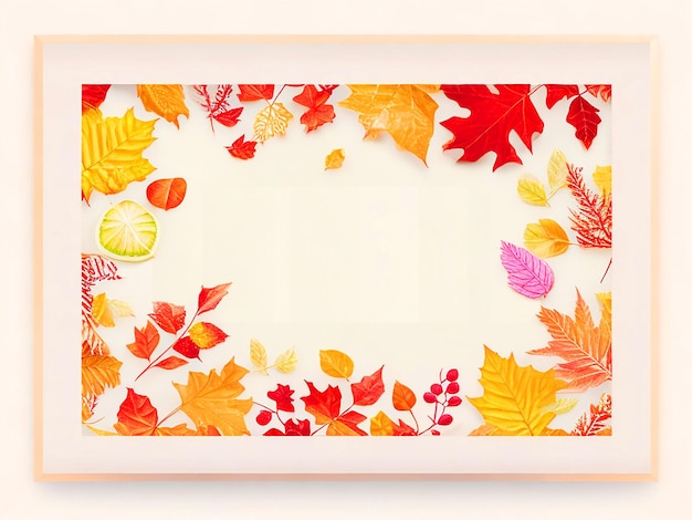 Фото Осенние листья рамка клип художественное произведение стиль ручного рисования белый фон векторное изображение