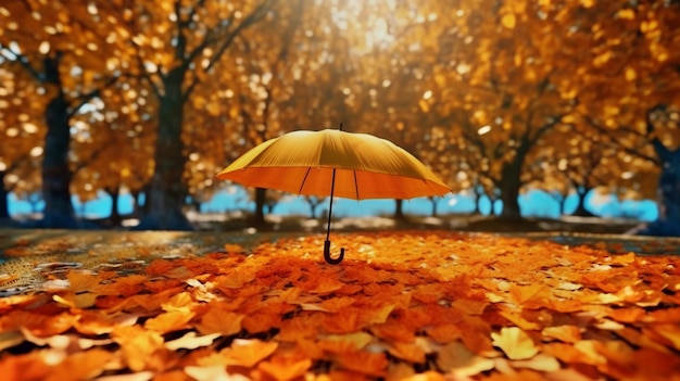 autumn leaves in a grassy area