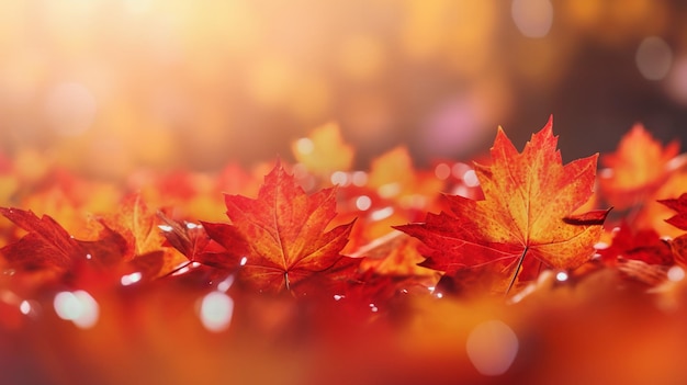 autumn leaves in a grassy area