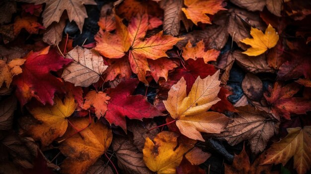 Foto foglie d'autunno sullo sfondo del terreno