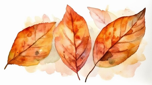 Autumn Leaves In Gulf Watercolor