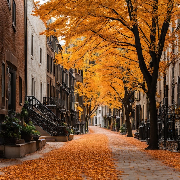 写真 街の秋の葉