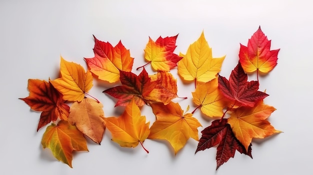Осенние листья изолируют фон Generative Ai