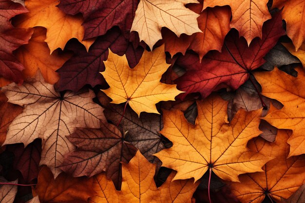 Photo autumn leaves lying on the floor