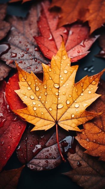 Autumn leaves lying on the floor