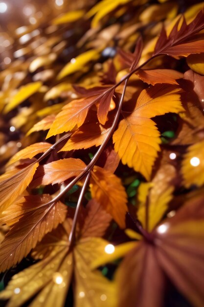 写真 水滴を煮て撮影した紅葉マクロ