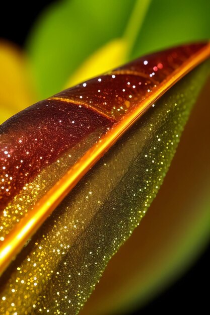 Autumn leaves macro shot with simmer an waterdrops