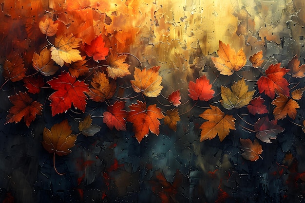 Autumn Leaves Painting on a Window