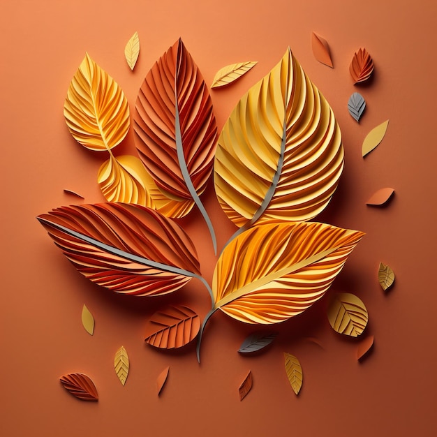 Autumn leaves paper style Generative AI