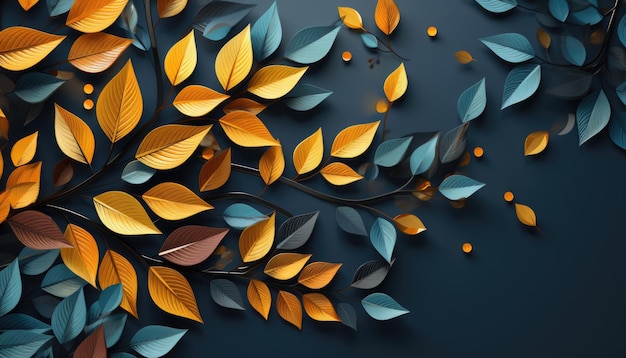 Осенние листья papercut неоновые тона