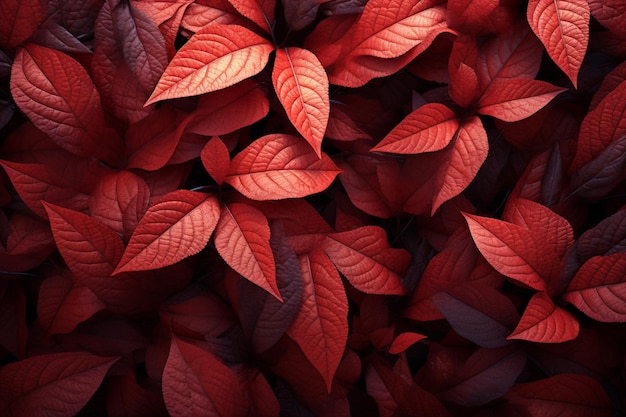 Autumn leaves pattern in shades of red