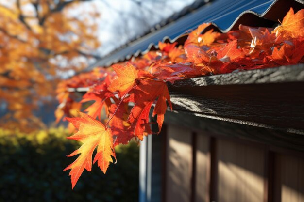 屋上排水溝の紅葉