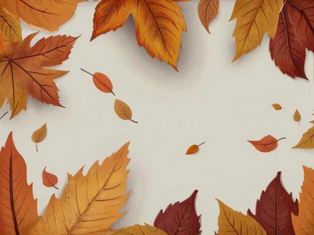autumn leaves seamless pattern dart yellow flowers and red leaves on a white background